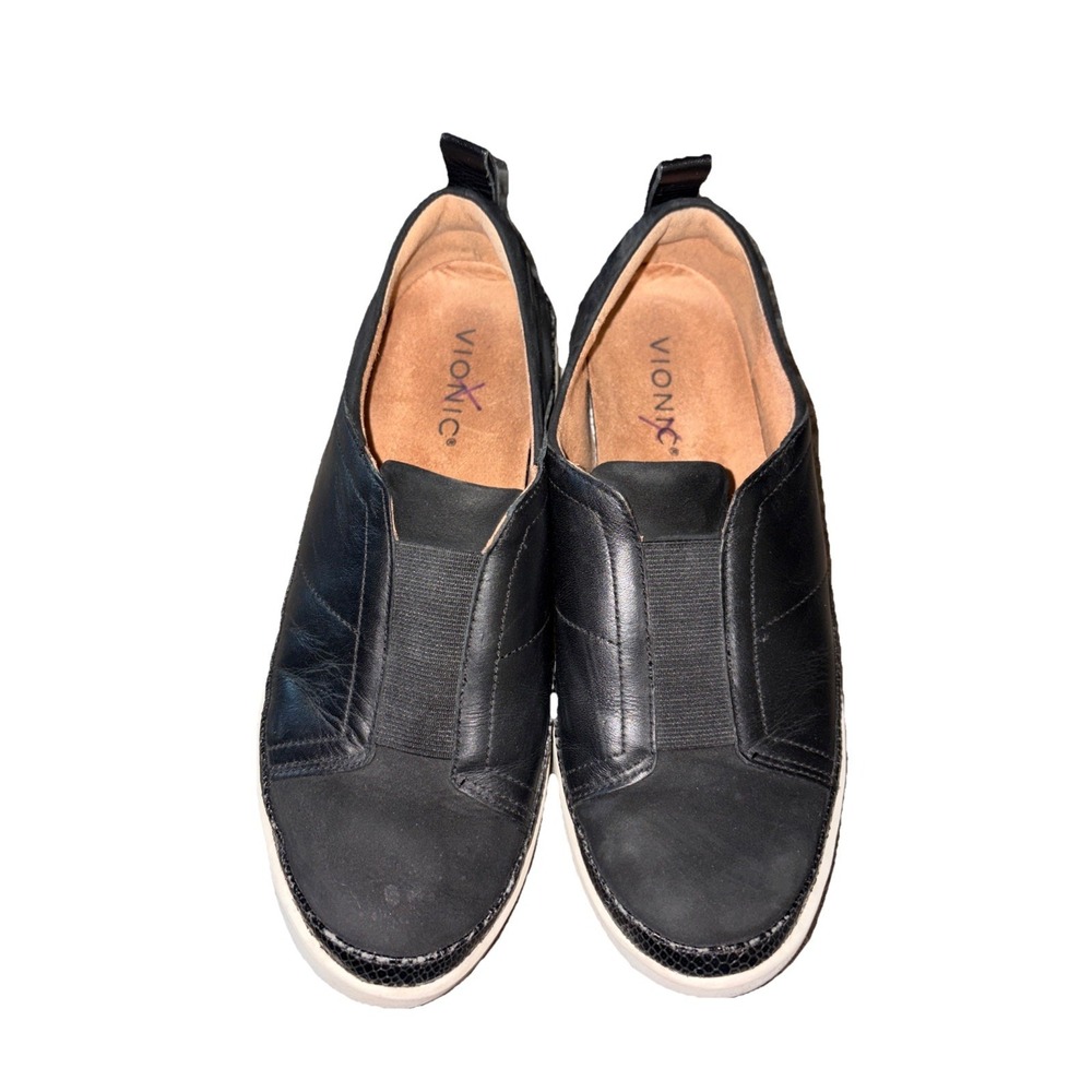 Vionic Slip-On Loafers Zinah Women's‎ Sz 7 Black Leather Casual Sneakers Shoes - Picture 2 of 9
